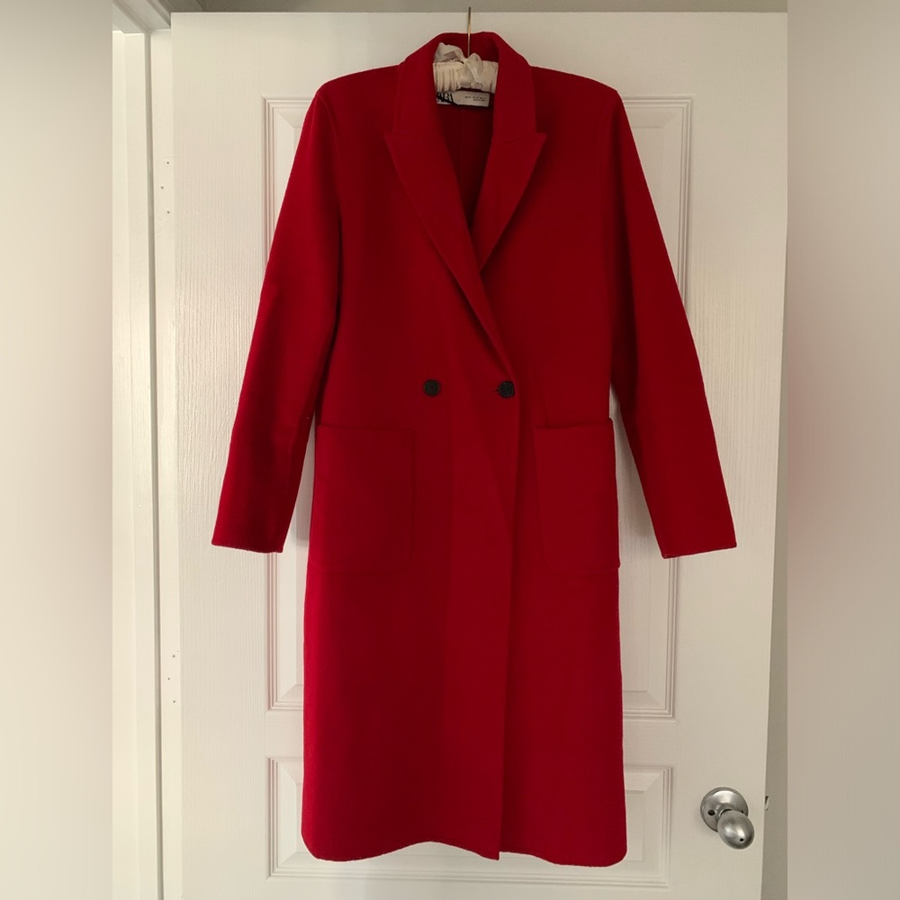 Zara Red Wool Blend Coat Size XS